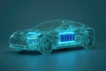 Futuristic car design showcasing transparent layers and illumina
