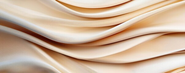Obraz premium Negative space design abstract background idea. Close-up of soft, flowing fabric in beige tones, creating a serene mood and texture.