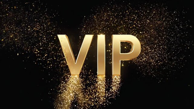 VIP Golden Title Text, Gold dust on black background