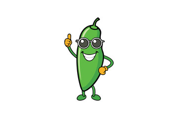 Vector art illustration of a grinning jalapeño pepper