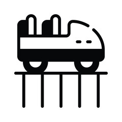 An editable glyph style icon of roller coaster ride