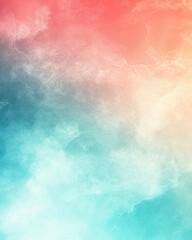 Obraz premium Abstract blend of coral and turquoise hues creating a serene and dreamy watercolor texture for artistic backgrounds