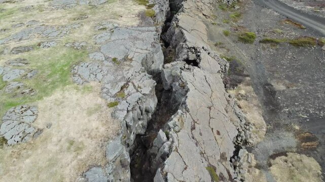 aerial footage of tectonic plate movement creating surface cracks