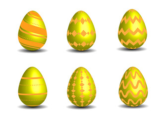 Easter eggs collection yellow and gold