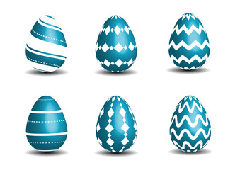 Easter eggs collection blue and white