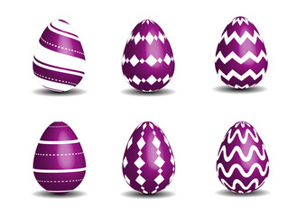 Easter eggs collection purple and white
