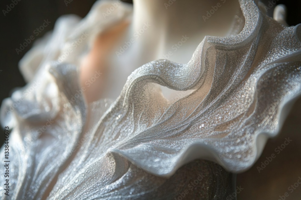 Aufkleber elegant close-up of a shimmering fashion garment with intricate ruffles in a stylish setting for a m