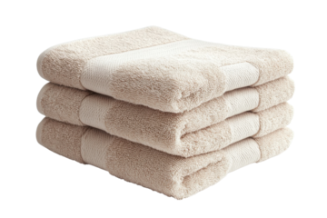 Neatly Stacked Freshly Folded Towels Isolated on a White Background for Home Decor and Retail Use isolated on transparent background