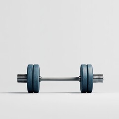Fototapeta premium A studio shot of a dark-grey barbell on a white background. The barbell is made of metal with round weights on each end.