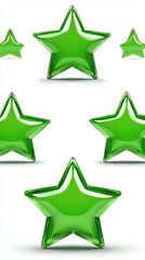 Obraz premium Elegant Arrangement of Green Glass Stars on White Backdrop Creates a Sense of Achievement and Success