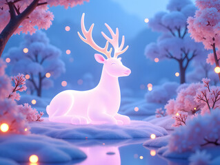 Obraz premium 3D cartoon cute pet animal 3D rendering concept illustration