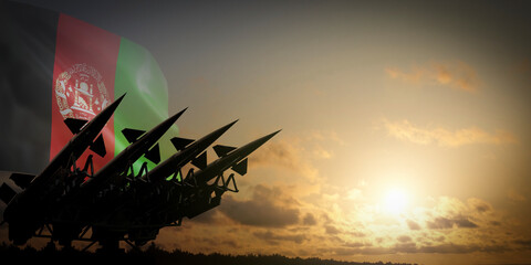 Flag of Afghanistan and missiles - defense concept - 3D illustration