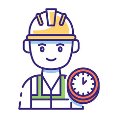 This Working hours icon is suitable for May Day, Labour Day, etc