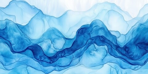 Abstract Blue Waves Background with Smooth Flowing Lines