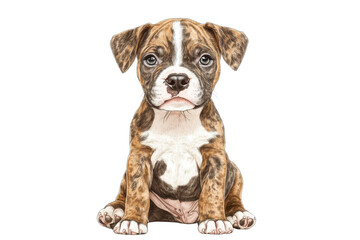 Obraz premium Young brindle with white American Staffordshire Terrier enjoying a sunny day in a vibrant garden setting isolated on transparent background