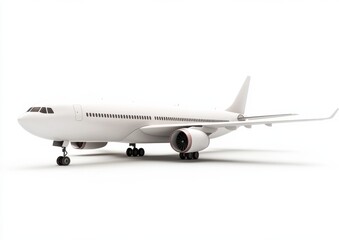 Passenger aircraft model displayed against a white background showcasing design details and structure for aviation enthusiasts