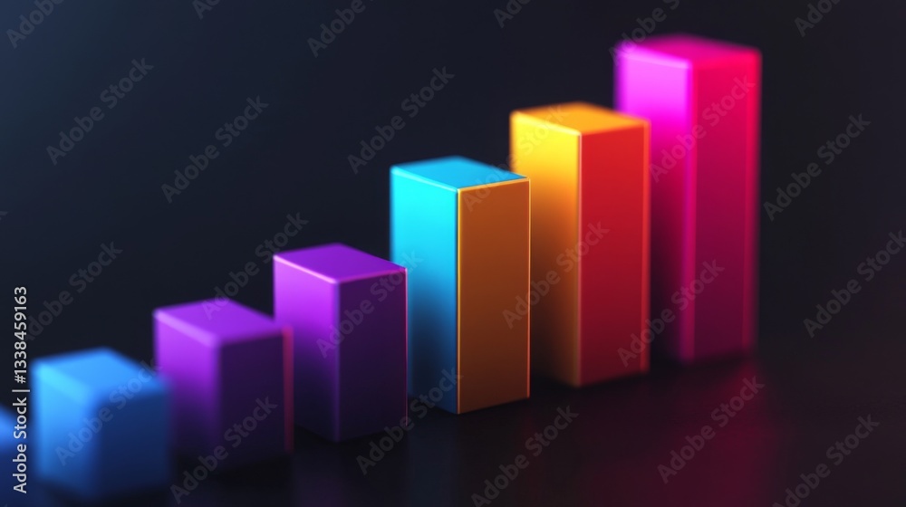 Poster a modern bar graph displaying quarterly revenue growth, with vibrant bars and an elegant layout, sym