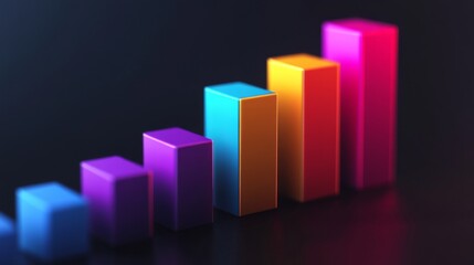 A modern bar graph displaying quarterly revenue growth, with vibrant bars and an elegant layout, symbolizing success in business finance.