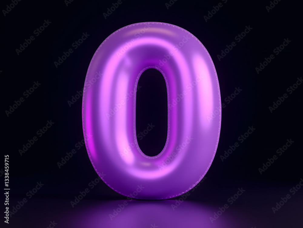 Poster 3d rendering number font 0, countdown concept of number 0