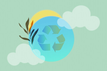 Eco concept   Earth day illustration.  Minimalist  background with  soft gradient, noise texture for elegant and modern compositions.