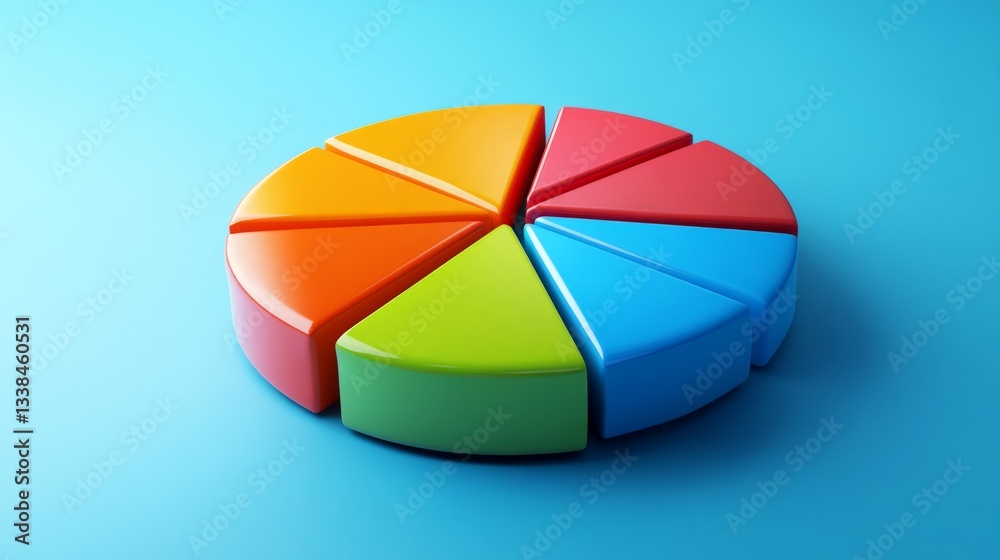 Fototapete A professional D pie chart illustrating sales distribution, featuring detailed textures on each slice and subtle lighting that adds depth to the overall design.