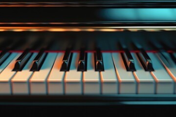 Close up shot of a piano keyboard