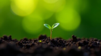 a sprout peeks out from under the ground