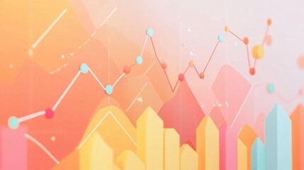 A sleek financial graph showcasing upward trends in a business context, featuring a bold line chart with dynamic colors against a subtle gradient background.