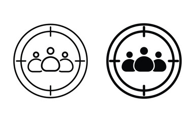 Target audience icon. client first approach, person, central, people, human focus concept. Customer Focus icons collection vector illustration.