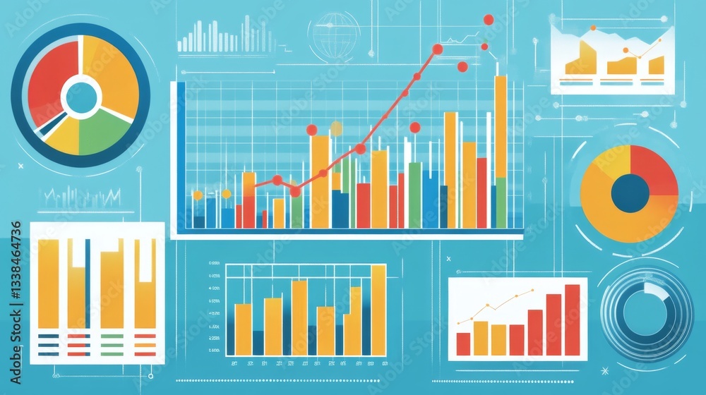 Poster a sophisticated multi-layered financial graph illustrating complex data relationships, with smooth c