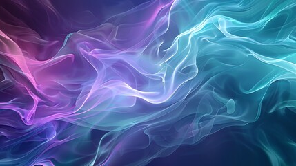 An abstract background of blue and purple flowing lines.