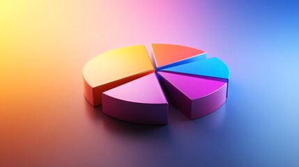 Obraz premium A stunning D pie chart with intricately designed segments, set against a gradient backdrop, emphasizing the complexity and richness of financial data.