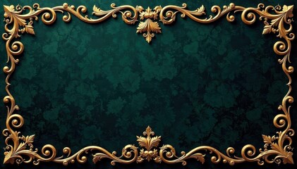 Swirling gold filigree on obsidian velvet Luxurious, aristocratic textile pattern , European, motif