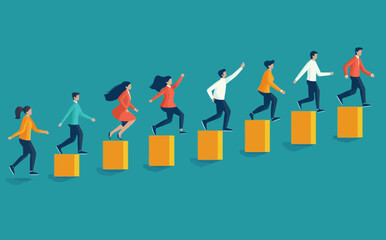 Business Growth Assistance: Manager Supporting Employee Success on Climbing Growth Graph