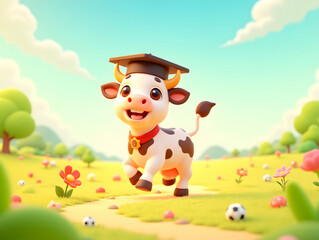 Naklejka premium 3D cute cartoon animal image IP mascot illustration