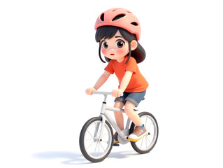Girl riding a bicycle, Lixia solar term girl happy riding sport illustration