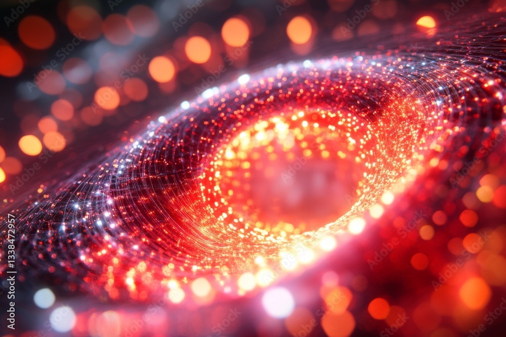 Poster vivid spiral galaxy with glowing particles captured in deep space during cosmic exploration