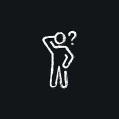 Man is Confused chalk icon. Vector isolated black illustration.