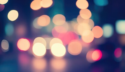 A blurred background of police lights flashing on the street at night, representing emergency and security with copy space for text or design.