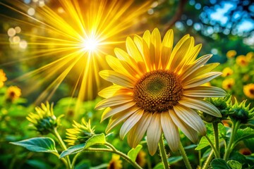 Sunflower Field with Radiant Sunlight