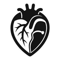 Elegant Black Heart Silhouette Icon | High-Resolution PNG on a Transparent Background