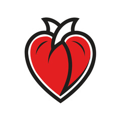 Realistic Heart Icon Black Silhouette Isolated for Easy Graphic Design Projects