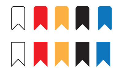 Minimalist Bookmark Icon button Designs in flat color bookmark icon set collection.