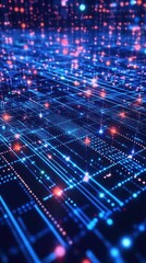 Obraz premium Abstract digital network with glowing connections and data flow