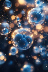 A collection of colorful bubbles drifting through the air