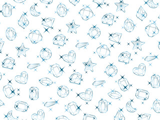 カットガラス柄、5水色