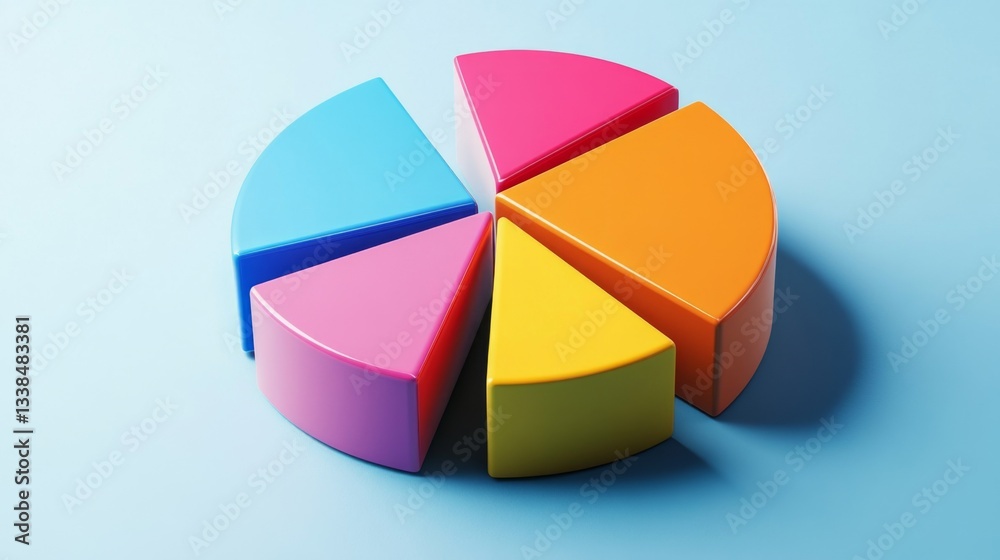 Fototapete a visually appealing d pie chart featuring interactive segments, where colors change upon hovering, 