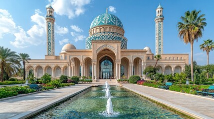 Fototapeta premium Magnificent Grand Mosque in the Middle East: Architectural Marvel