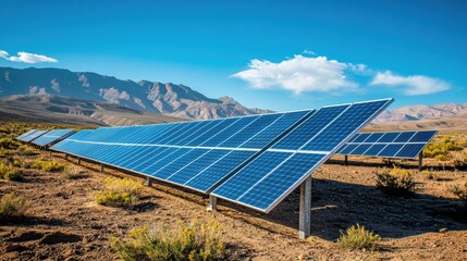 Solar Panels Installed on a Remote Desert Research