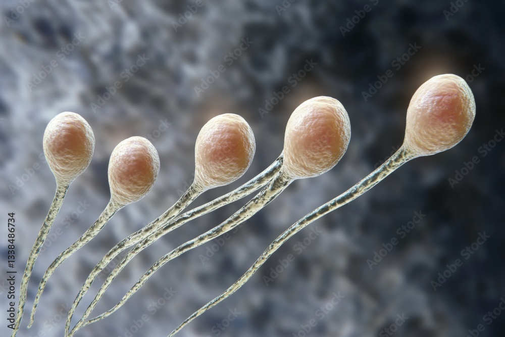 Aufkleber sperm cells in a close-up view demonstrating movement and structure in a scientific setting
